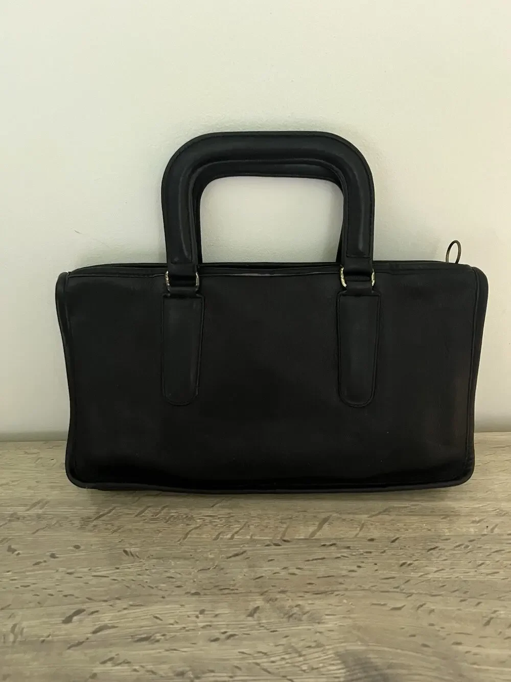 Vtg COACH 70s 1680 Bonnie Cashin Slim Satchel Compact Black Leather tote Purse